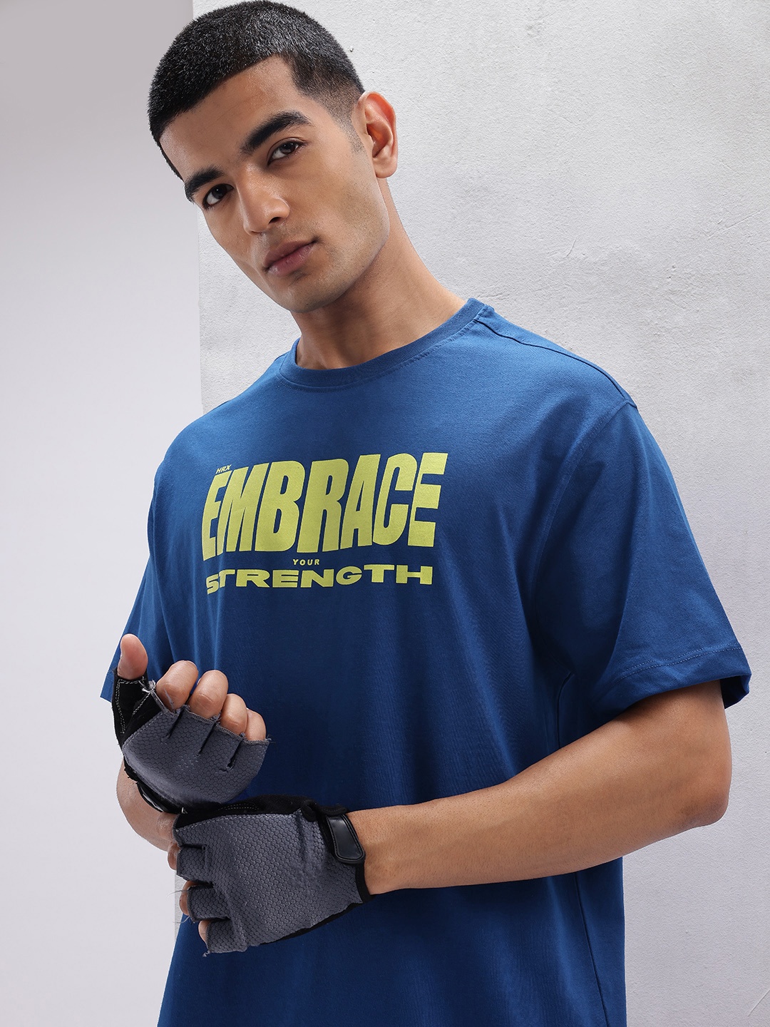 

HRX by Hrithik Roshan Typography Print Relaxed Training T-shirt, Navy blue