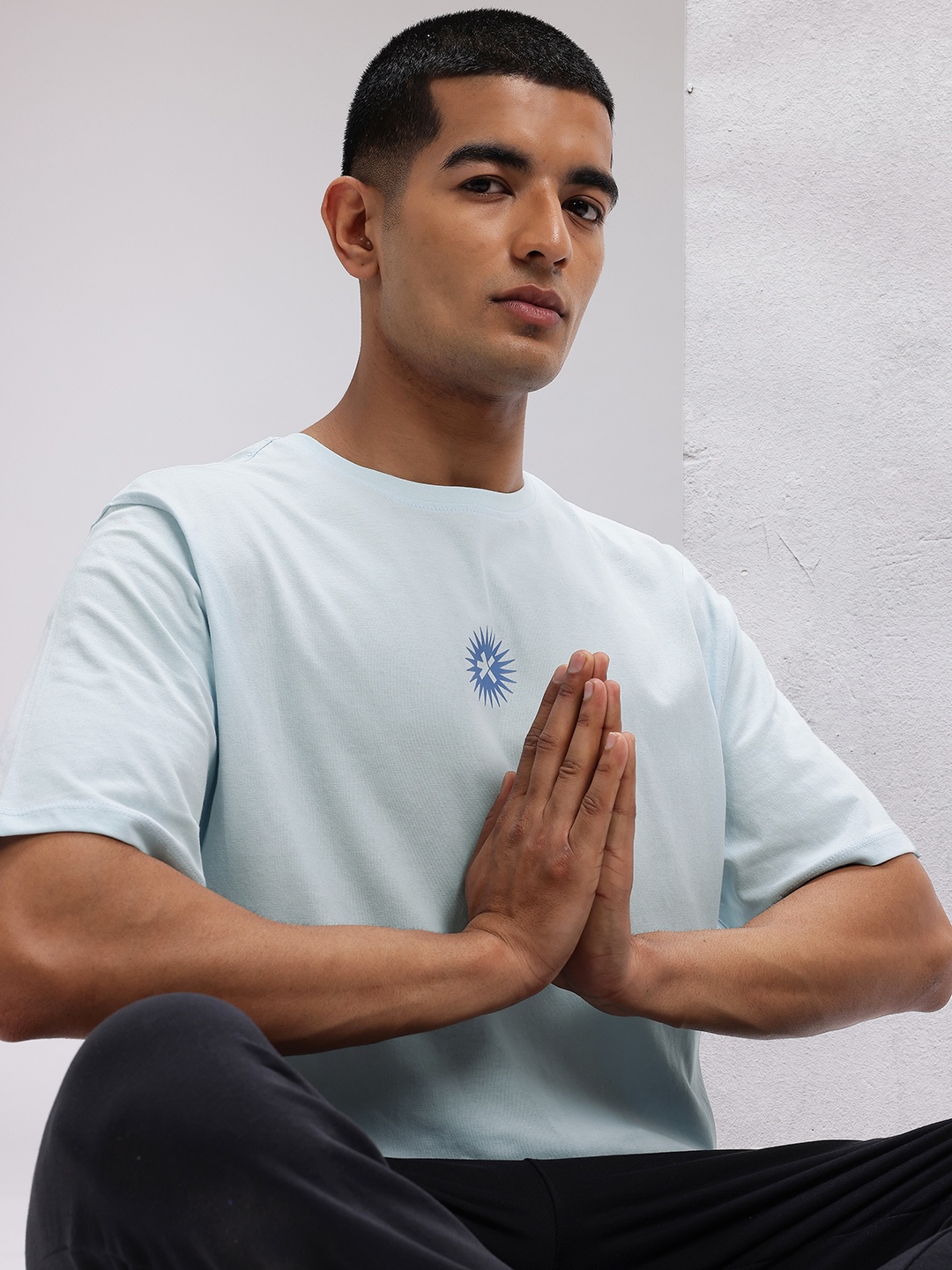 

HRX by Hrithik Roshan Printed Pure Cotton Yoga T-shirt, Blue