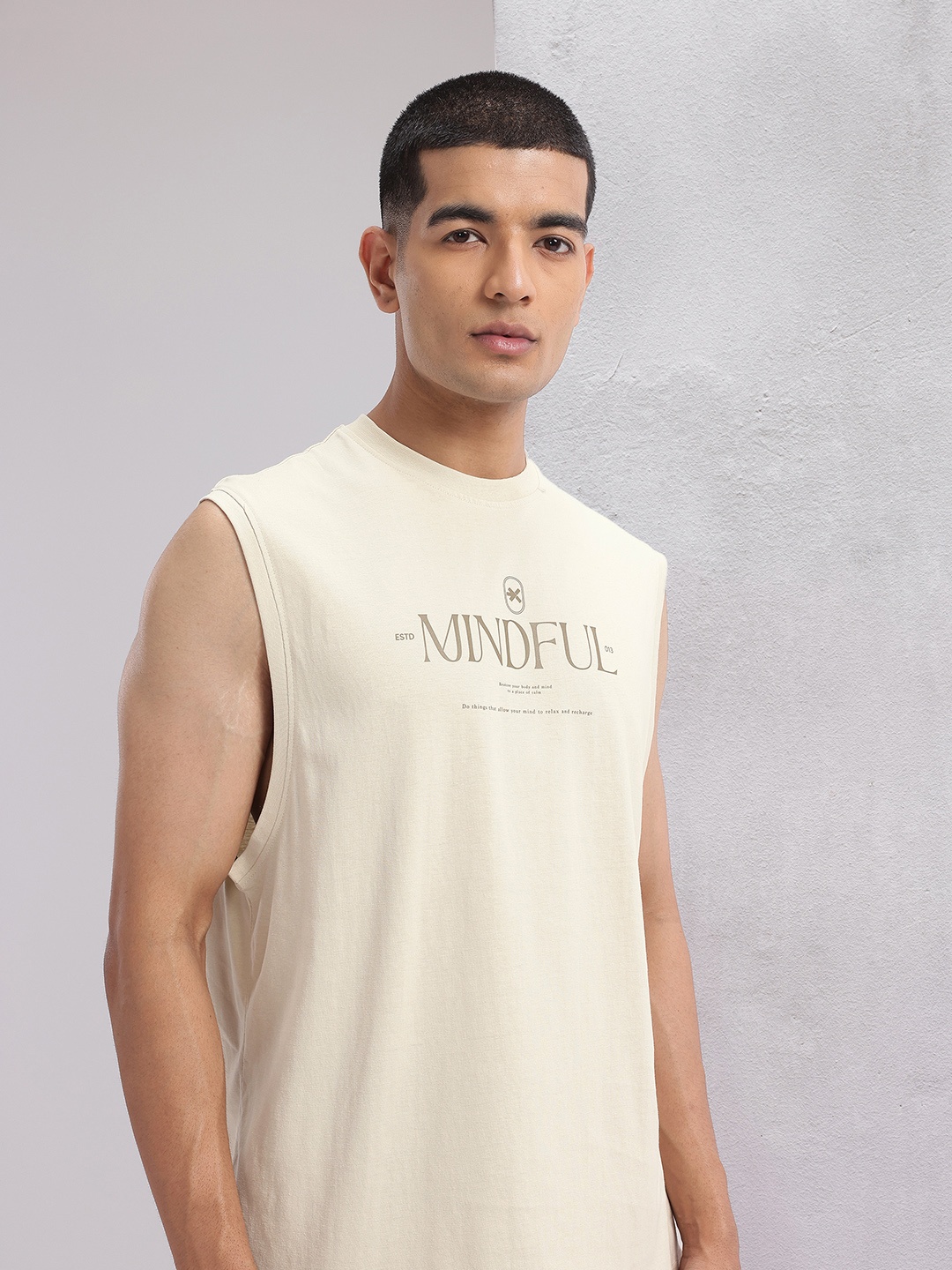 

HRX by Hrithik Roshan Typography Printed Yoga T-Shirt, Beige