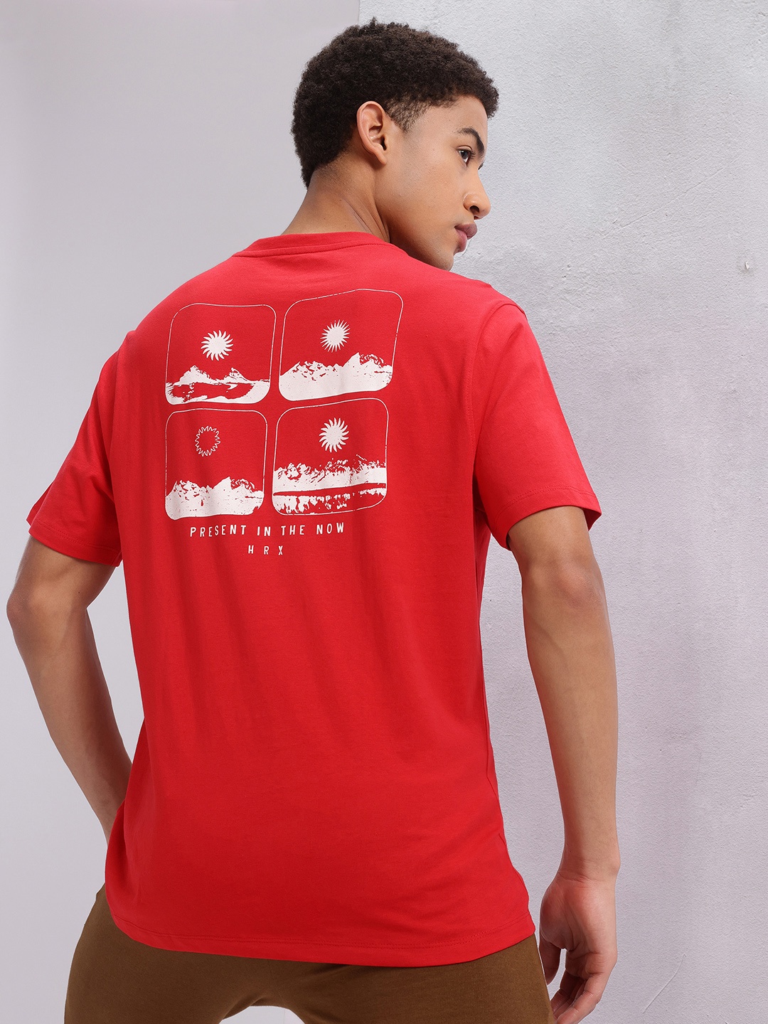 

HRX by Hrithik Roshan Men Printed Pure Cotton Yoga T-shirt, Red