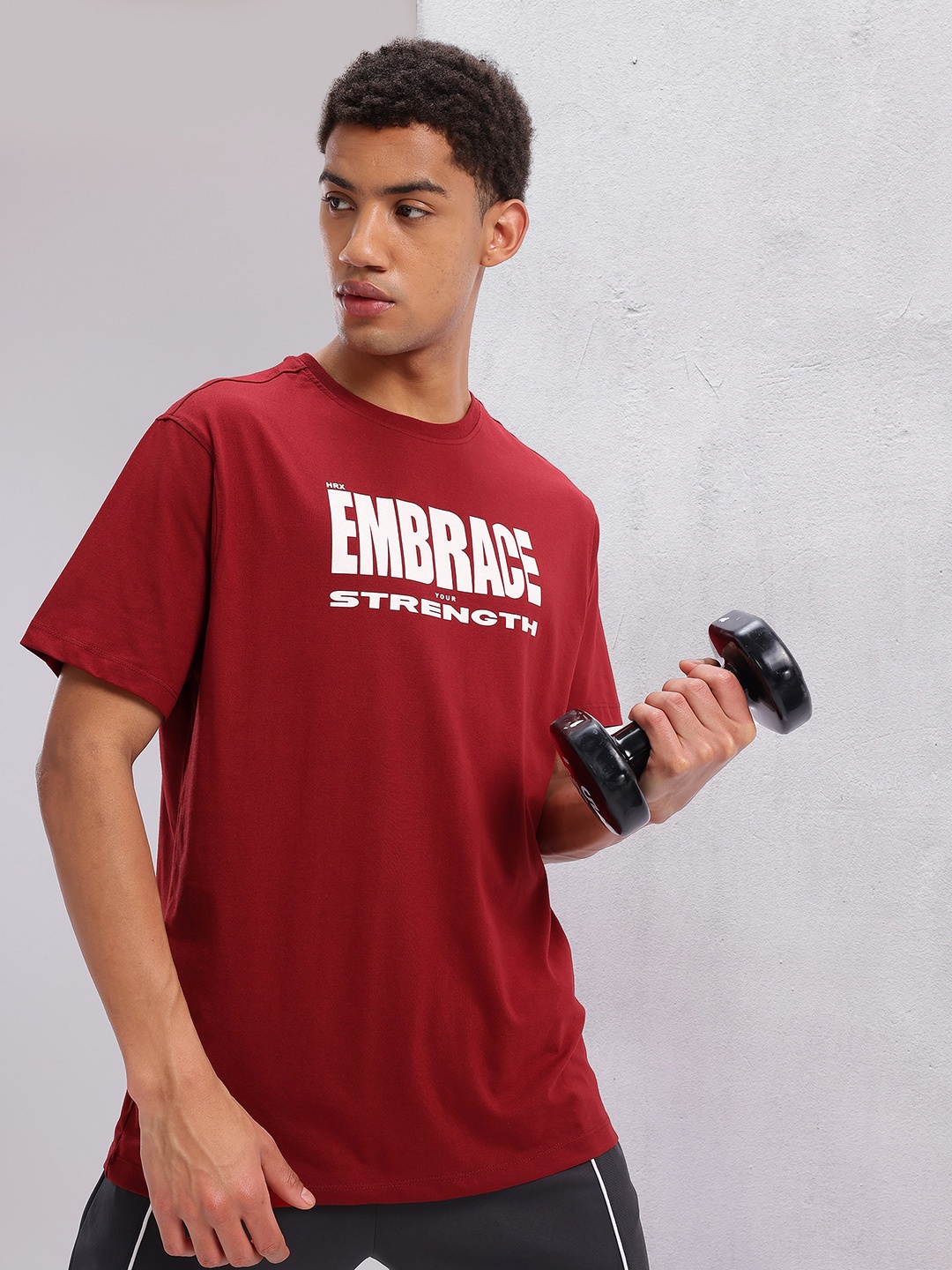 

HRX by Hrithik Roshan Typography Printed Relaxed Fit Training T-shirt, Maroon