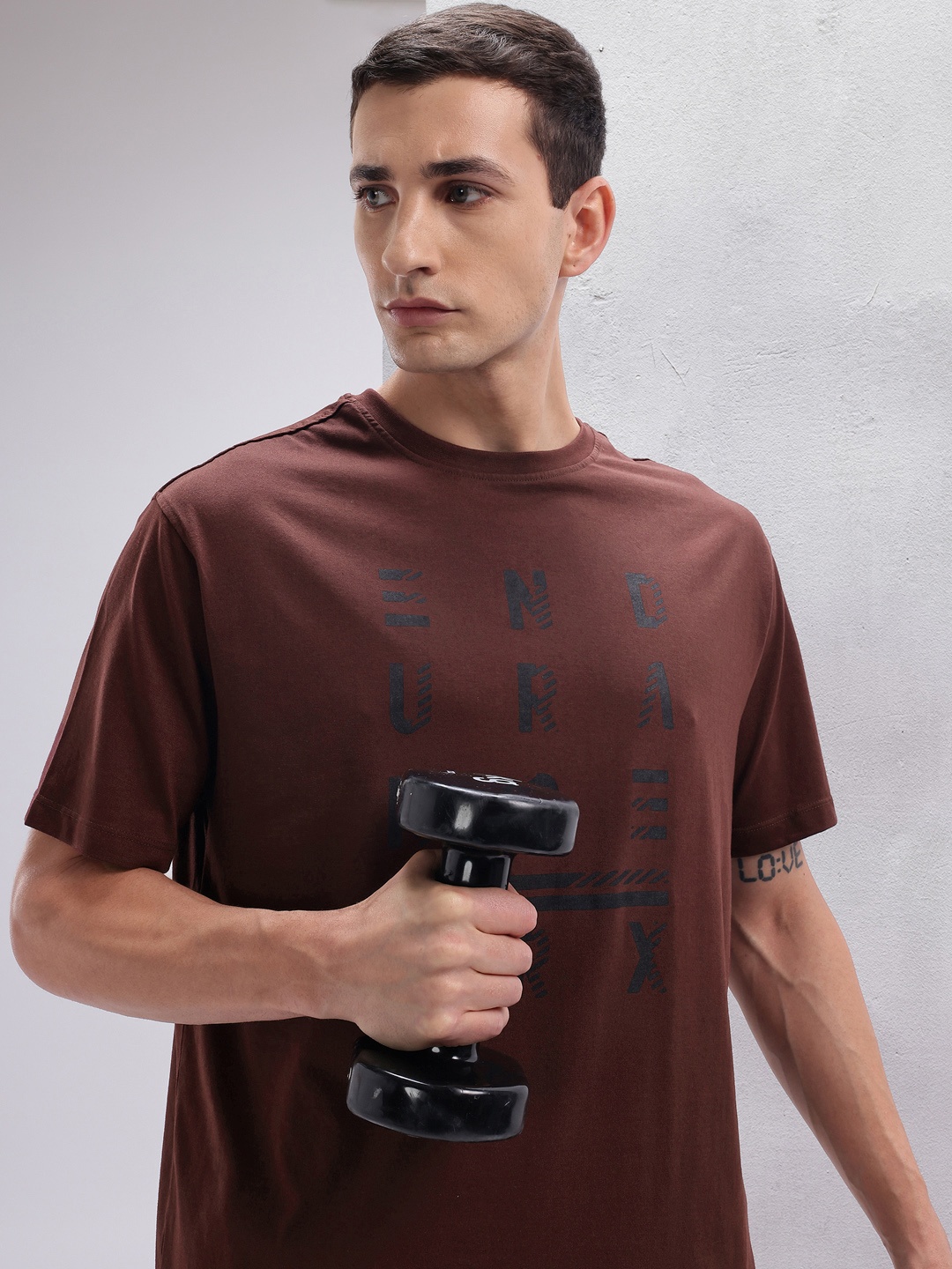HRX by Hrithik Roshan Typography Print Relaxed Training T-shirt, Brown