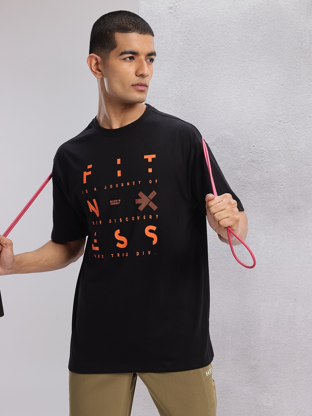 

HRX by Hrithik Roshan Typography Printed Training T-shirt, Black