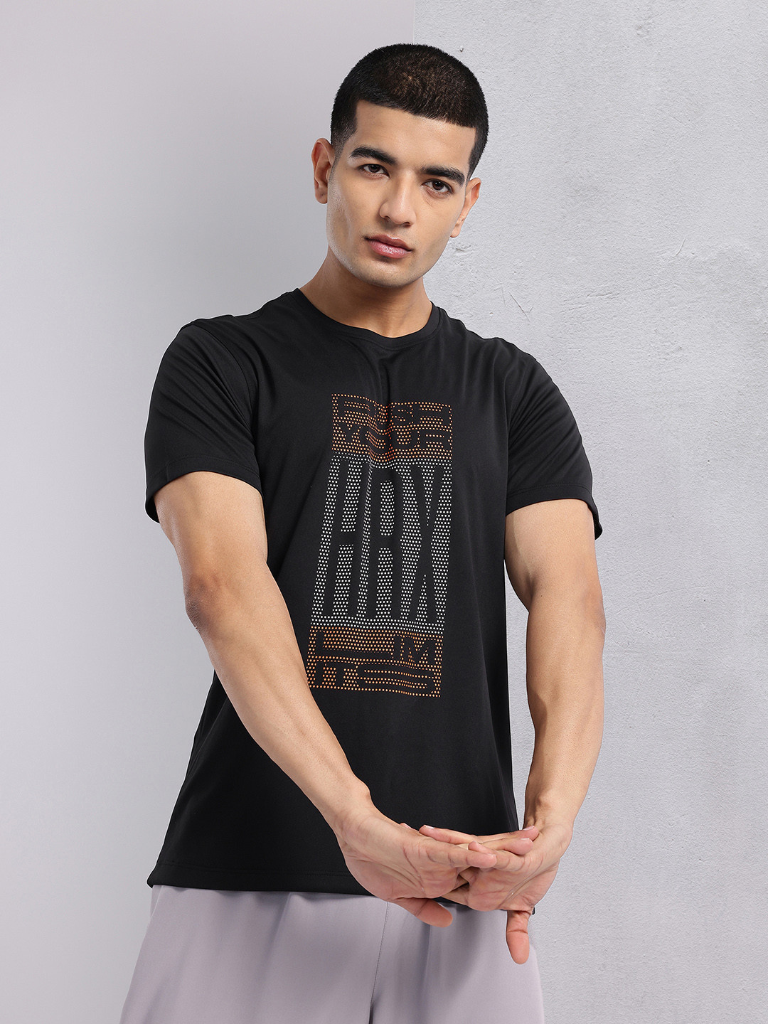 

HRX by Hrithik Roshan Brand Logo Print Training T-shirt, Black
