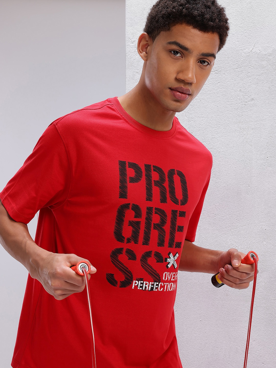 

HRX by Hrithik Roshan Typography Print Training T-shirt, Red