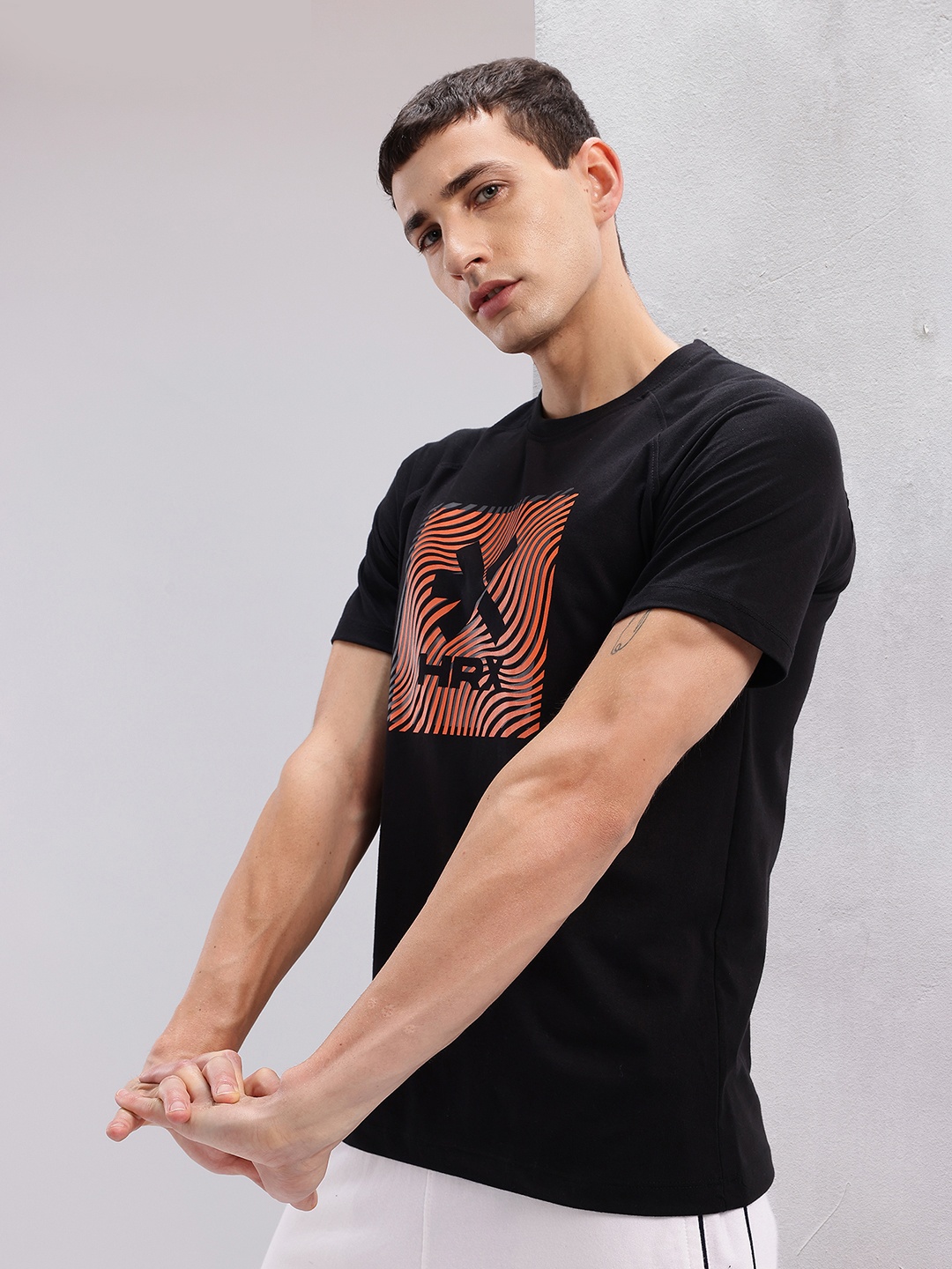 

HRX by Hrithik Roshan Brand Logo Printed Training T-shirt, Black