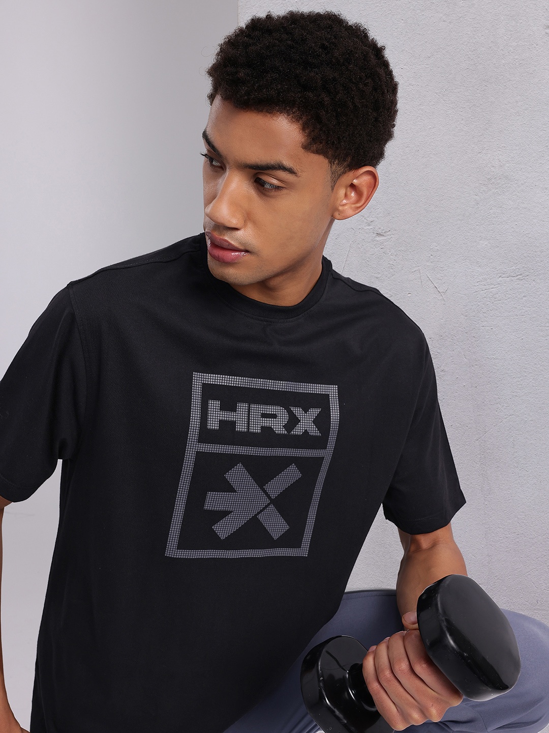 

HRX by Hrithik Roshan Brand Logo Print Training T-shirt, Black
