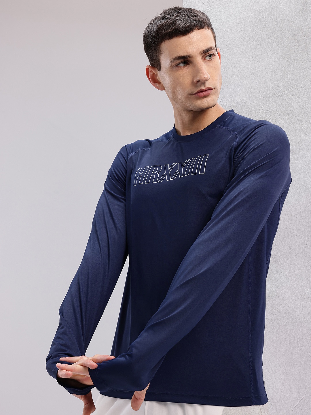 

HRX by Hrithik Roshan Men Printed Rapid-Dry Training T-shirt, Navy blue