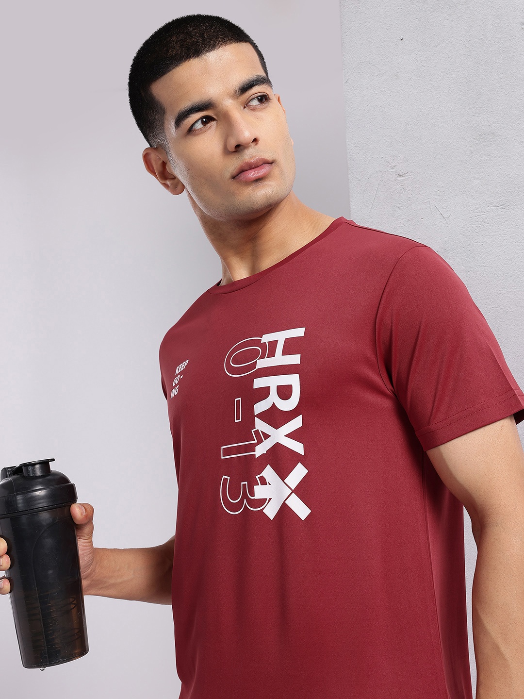 

HRX by Hrithik Roshan Typography Print Training Rapid-Dry T-shirt, Maroon