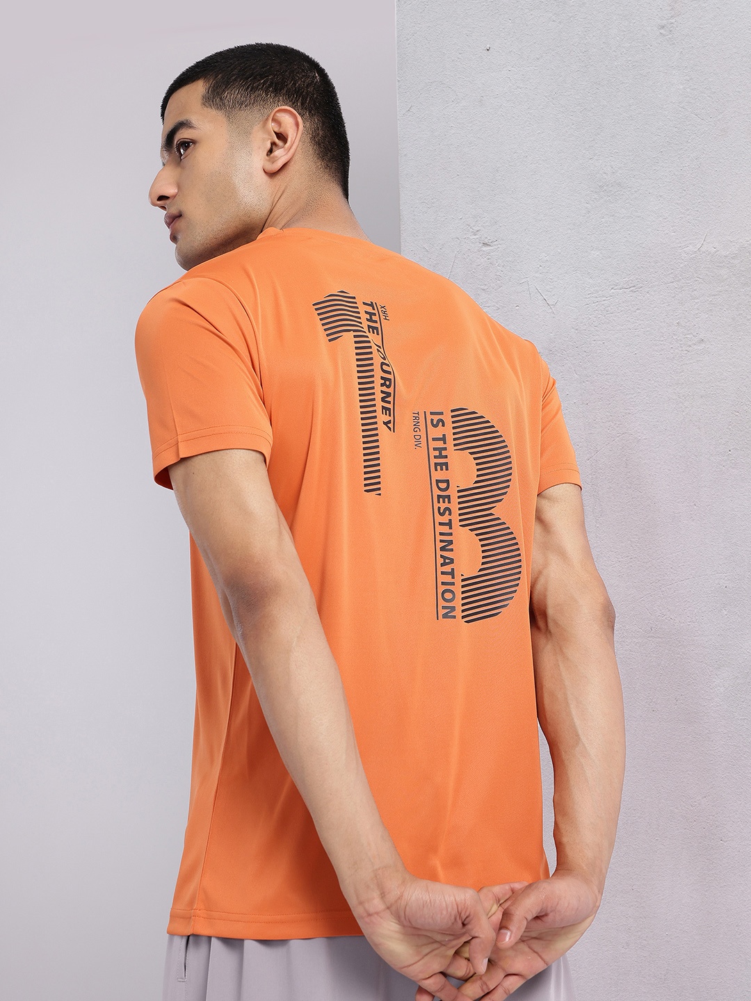 

HRX by Hrithik Roshan Typography Print Training Rapid-Dry T-shirt, Orange