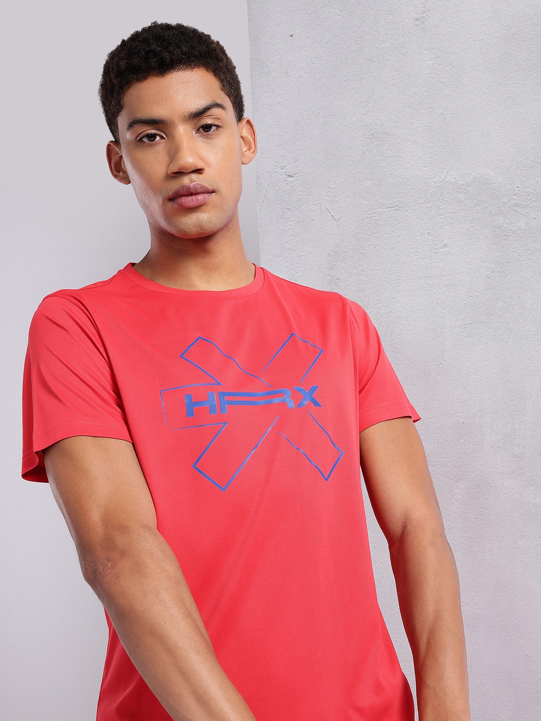 

HRX by Hrithik Roshan Rapid-Dry Brand Logo Print Training T-shirt, Red