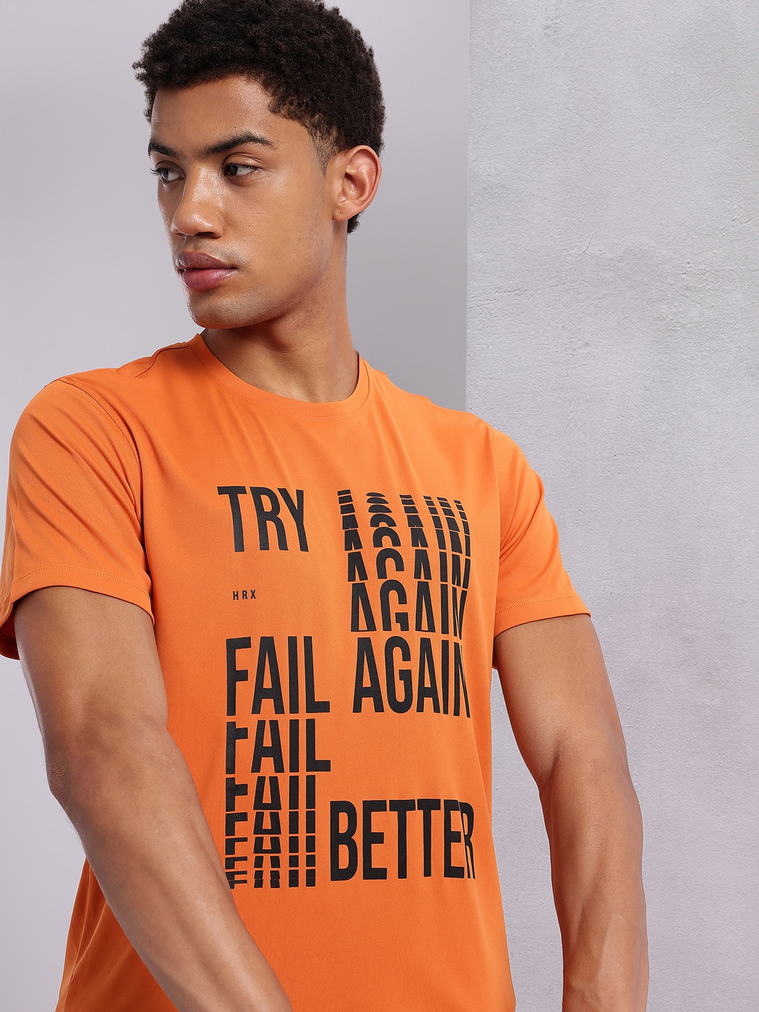 

HRX by Hrithik Roshan Typography Printed Training T-Shirt, Orange