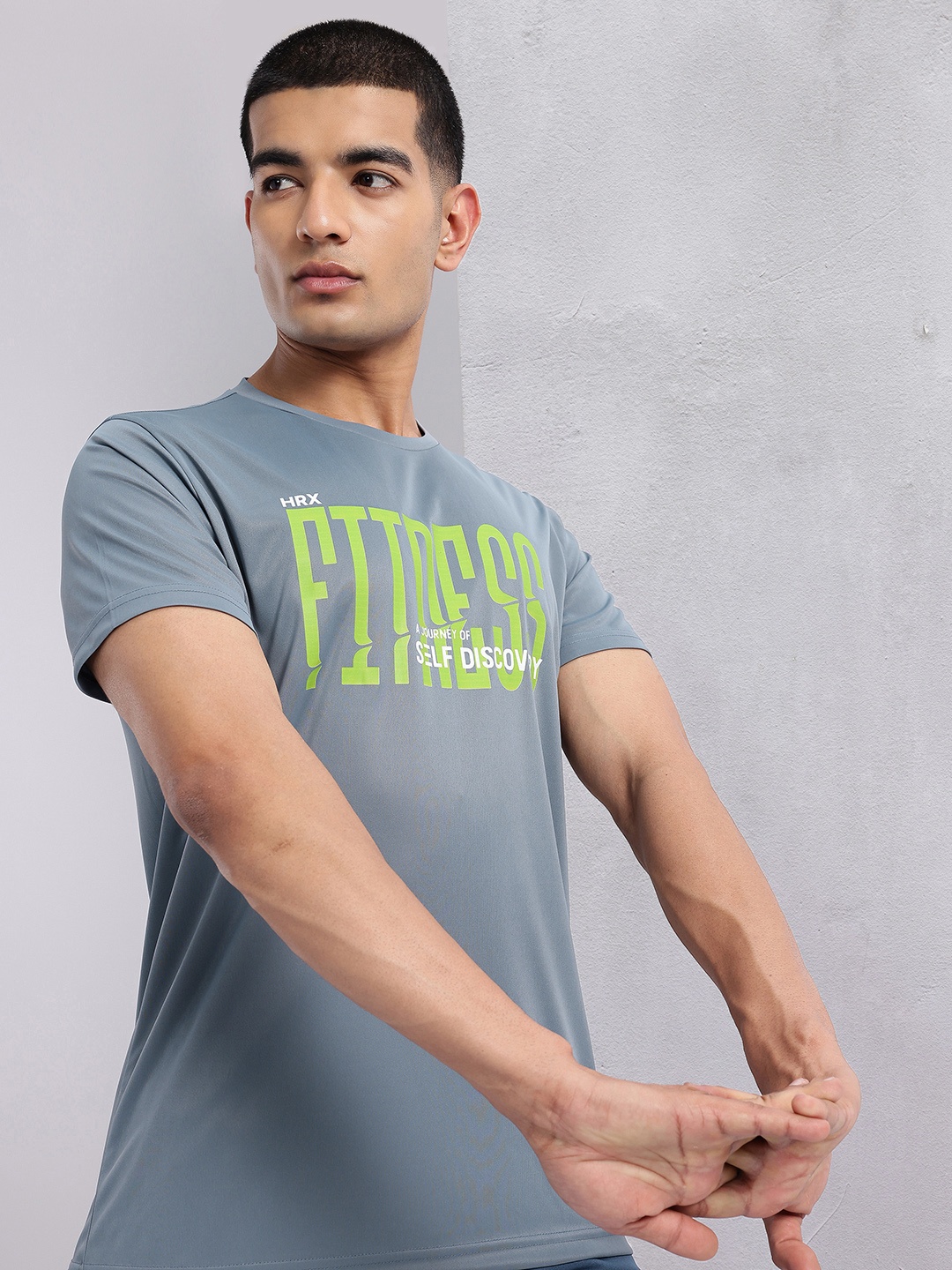 

HRX by Hrithik Roshan Typography Printed Rapid-Dry Training T-shirt, Grey