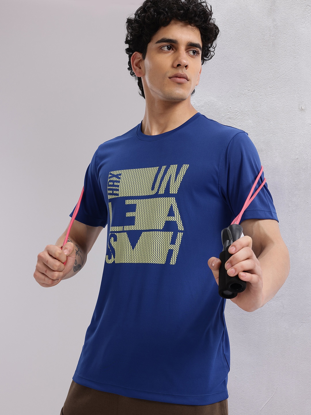 

HRX by Hrithik Roshan Men Typography Printed Rapid-Dry Training T-shirt, Blue