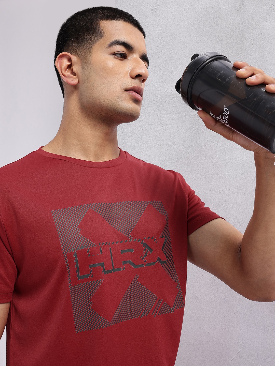 

HRX by Hrithik Roshan Brand Logo Printed Rapid-Dry Training T-shirt, Red