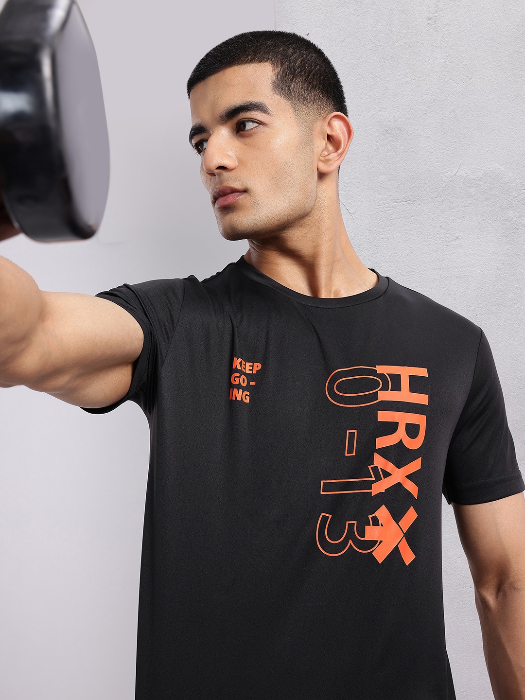 

HRX by Hrithik Roshan Typography Printed Rapid-Dry Training T-shirt, Black