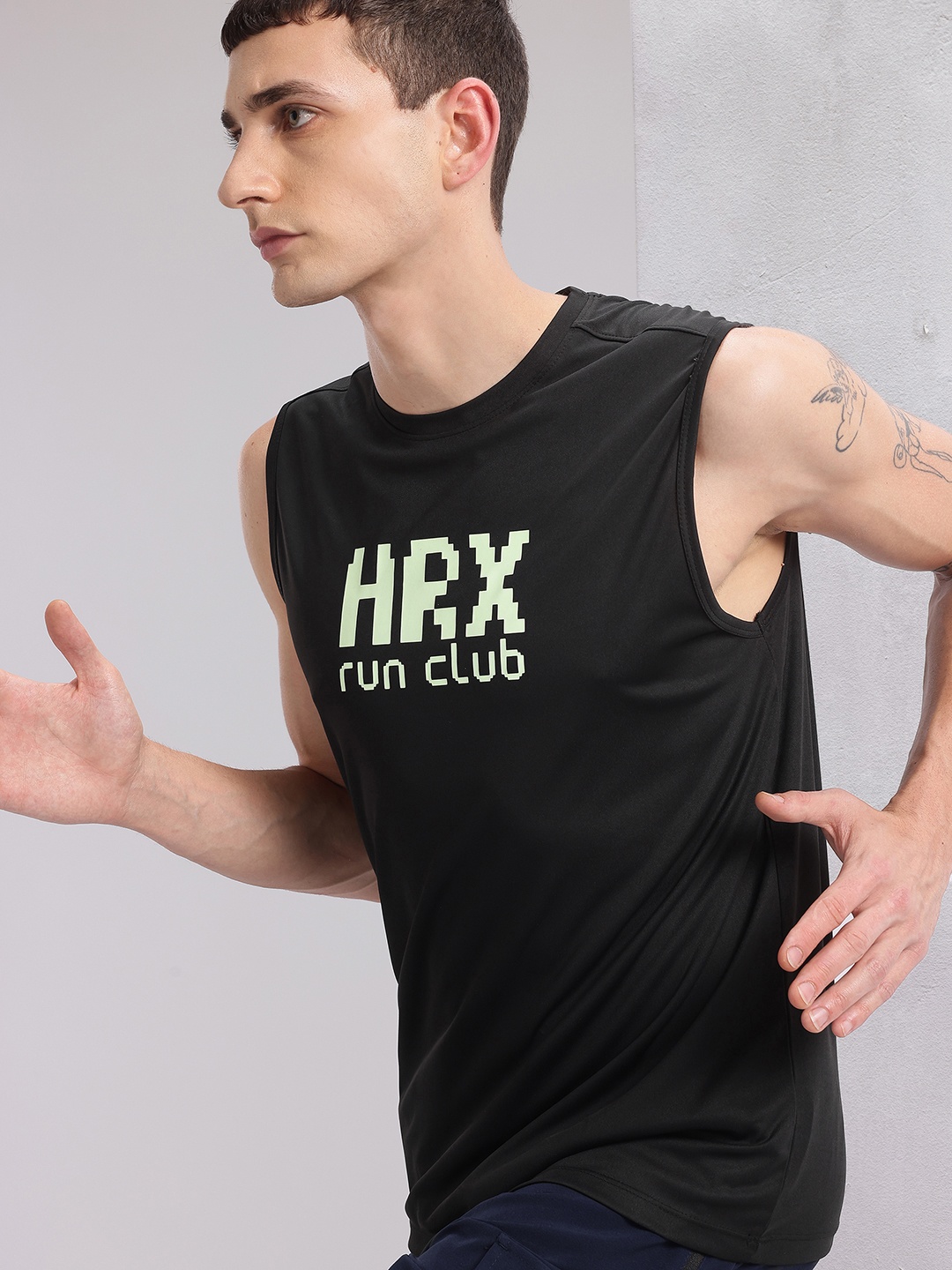 

HRX by Hrithik Roshan Printed Rapid-Dry Running T-shirt, Black