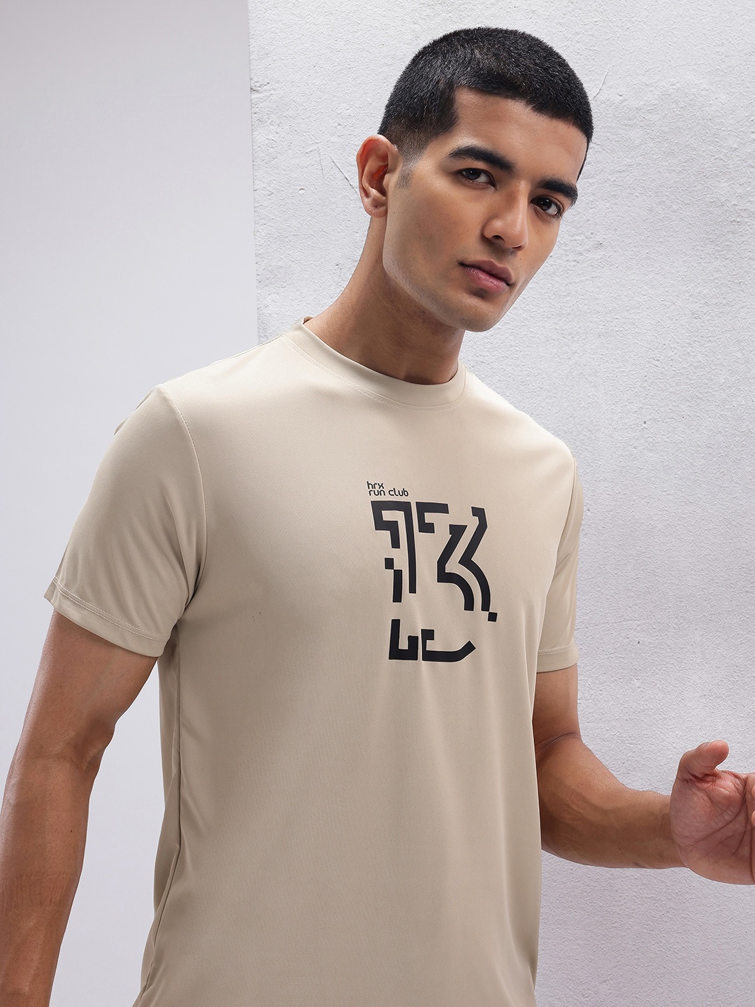 

HRX by Hrithik Roshan Typography Printed T-shirt, Beige