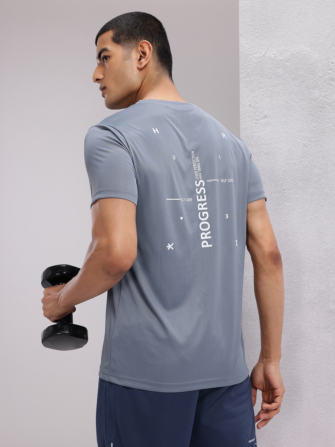 

HRX by Hrithik Roshan Typography Printed Rapid-Dry Training T-shirt, Grey