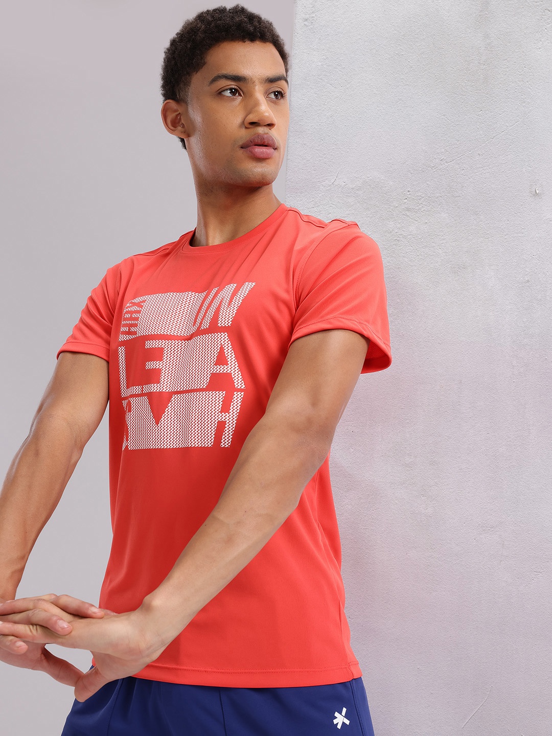 

HRX by Hrithik Roshan Men Typography Printed Rapid-Dry Training T-shirt, Coral
