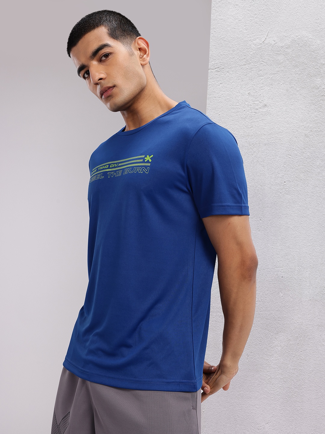 HRX by Hrithik Roshan Printed Rapid-Dry Training T-shirt, Blue