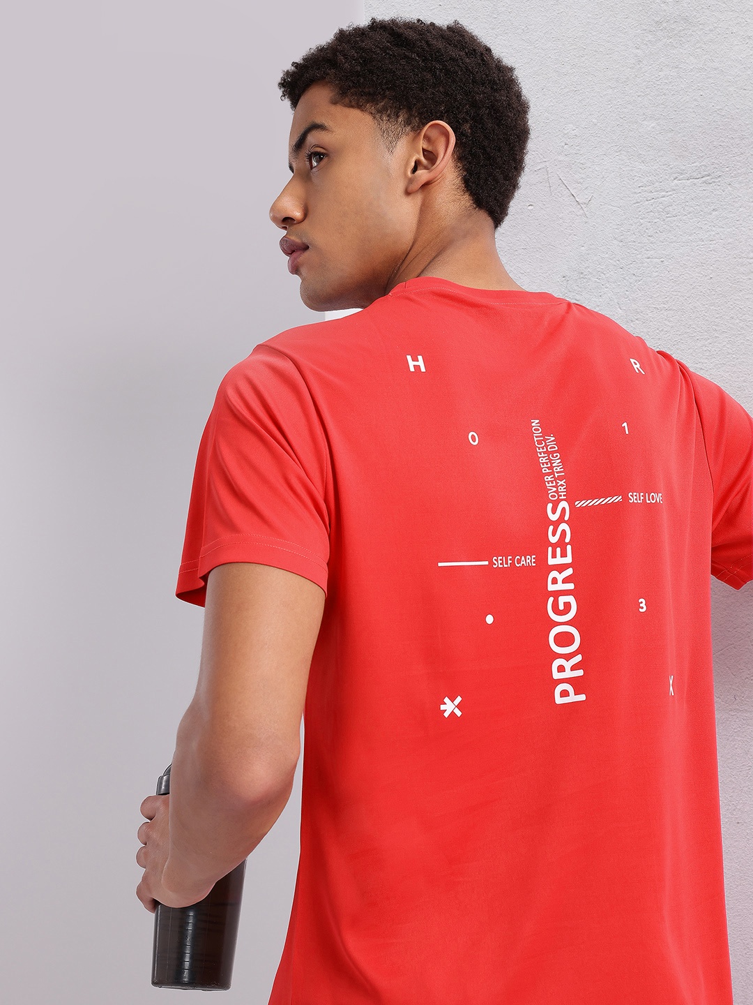 

HRX by Hrithik Roshan Typography Printed Rapid-Dry Training T-shirt, Red