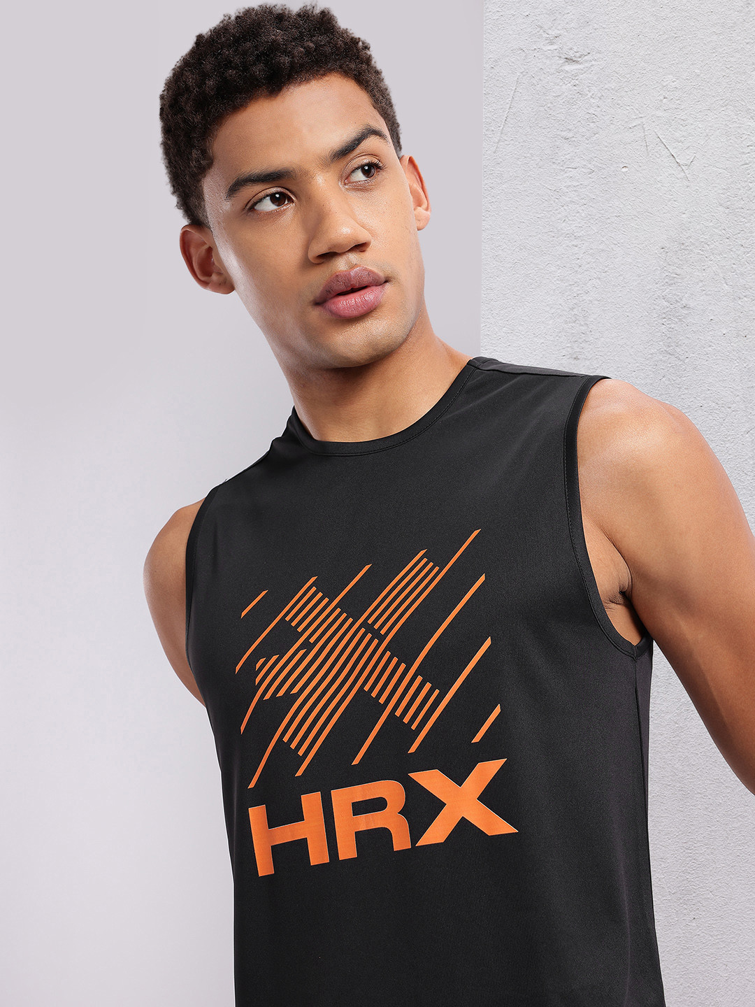 

HRX by Hrithik Roshan Brand Logo Printed Rapid-Dry Training T-shirt, Black