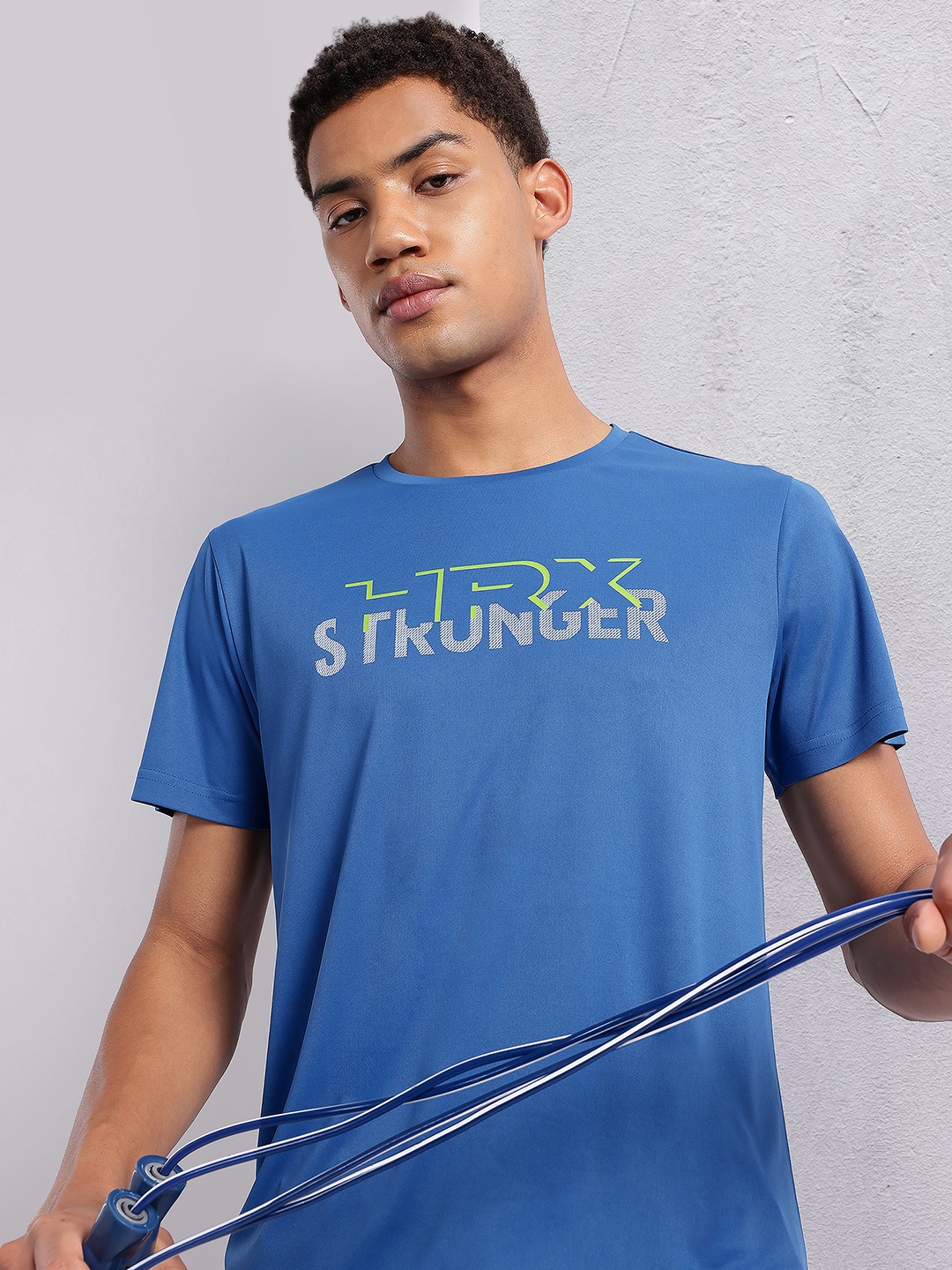 

HRX by Hrithik Roshan Typography Printed Rapid-Dry Training T-shirt, Blue