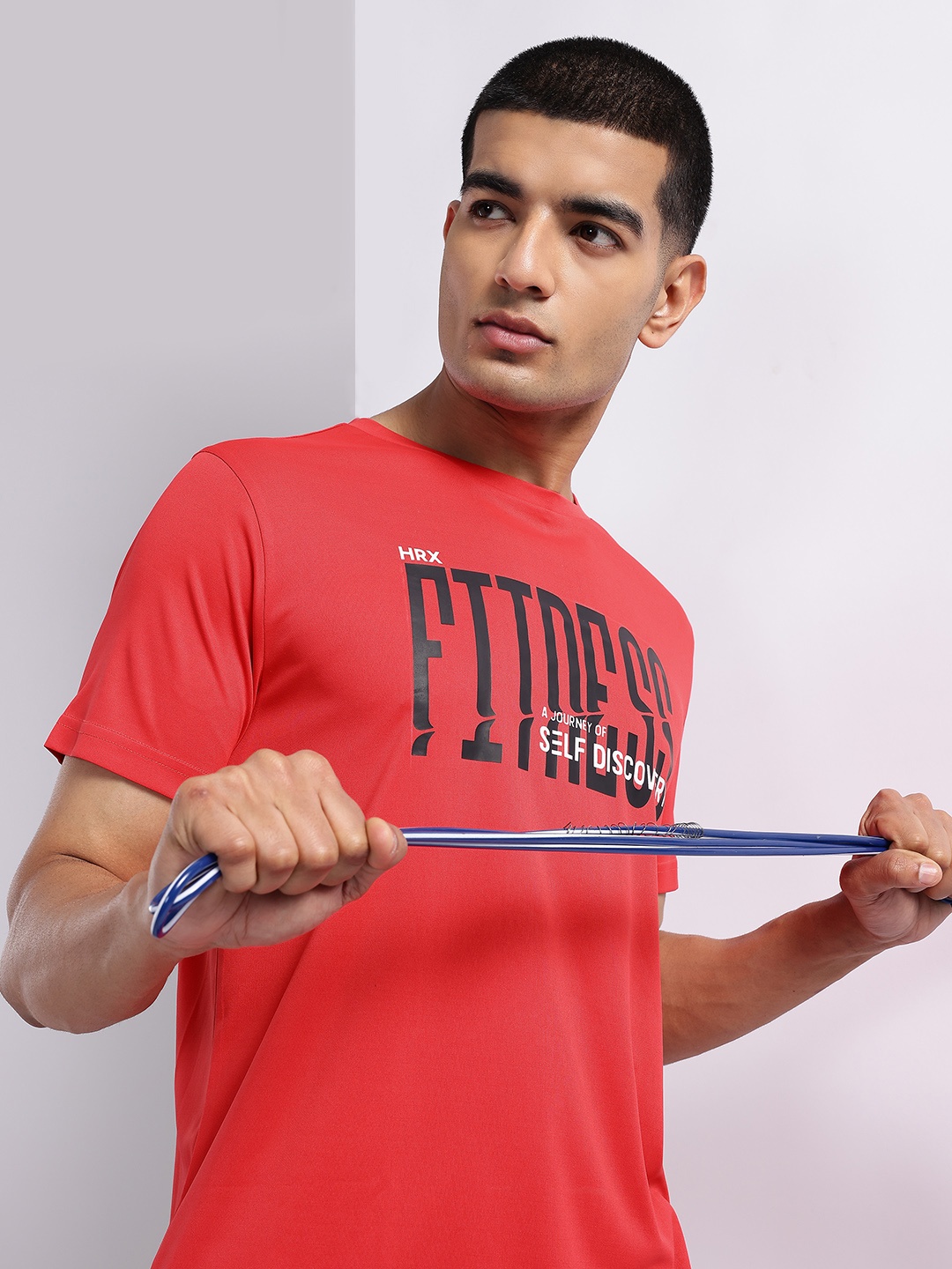

HRX by Hrithik Roshan Typography Printed Rapid-Dry Training T-shirt, Red