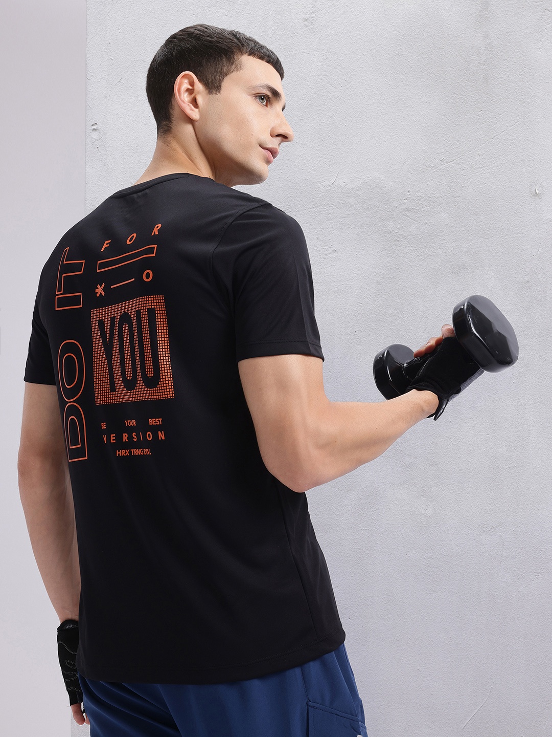 

HRX by Hrithik Roshan Men Printed Rapid-Dry Training T-shirt, Black