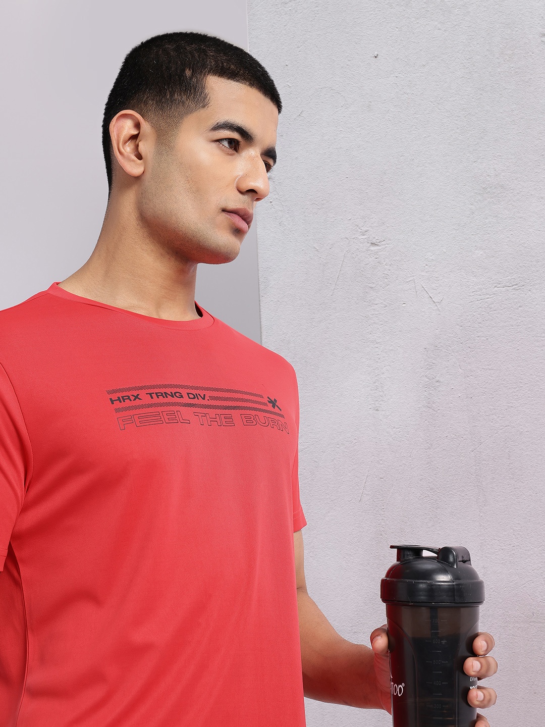 

HRX by Hrithik Roshan Typography Printed Rapid-Dry Training T-shirt, Red