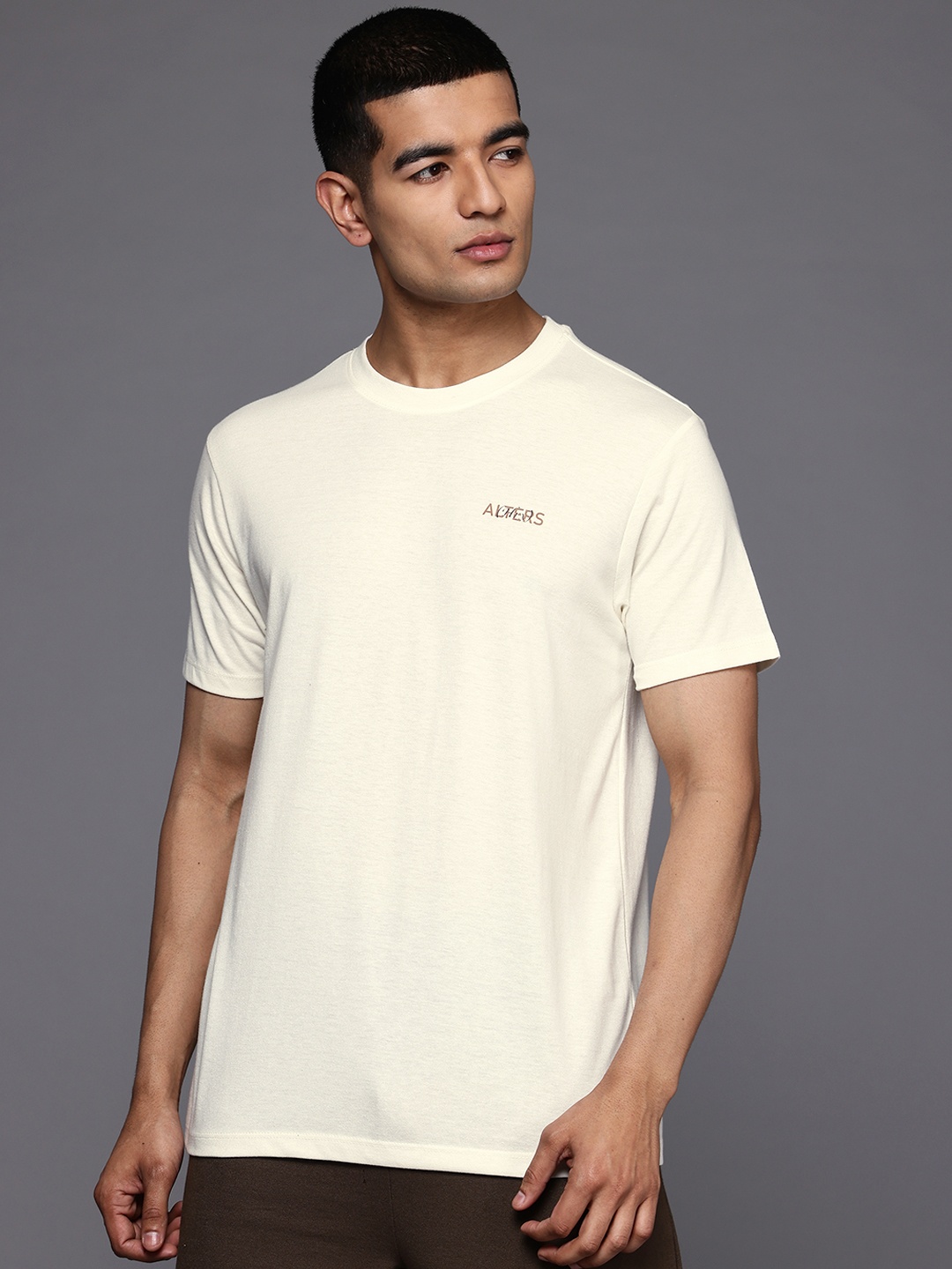 

HRX by Hrithik Roshan Round Neck Solid Relaxed Fit Lifestyle T-shirt, Cream