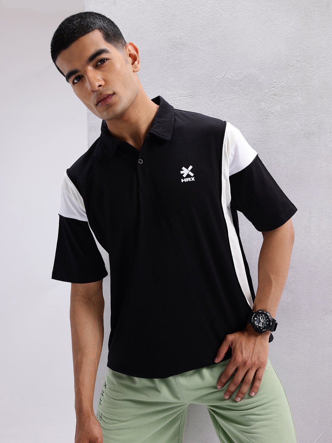 

HRX by Hrithik Roshan Colourblocked Polo Collar Lifestyle T-shirt, Black