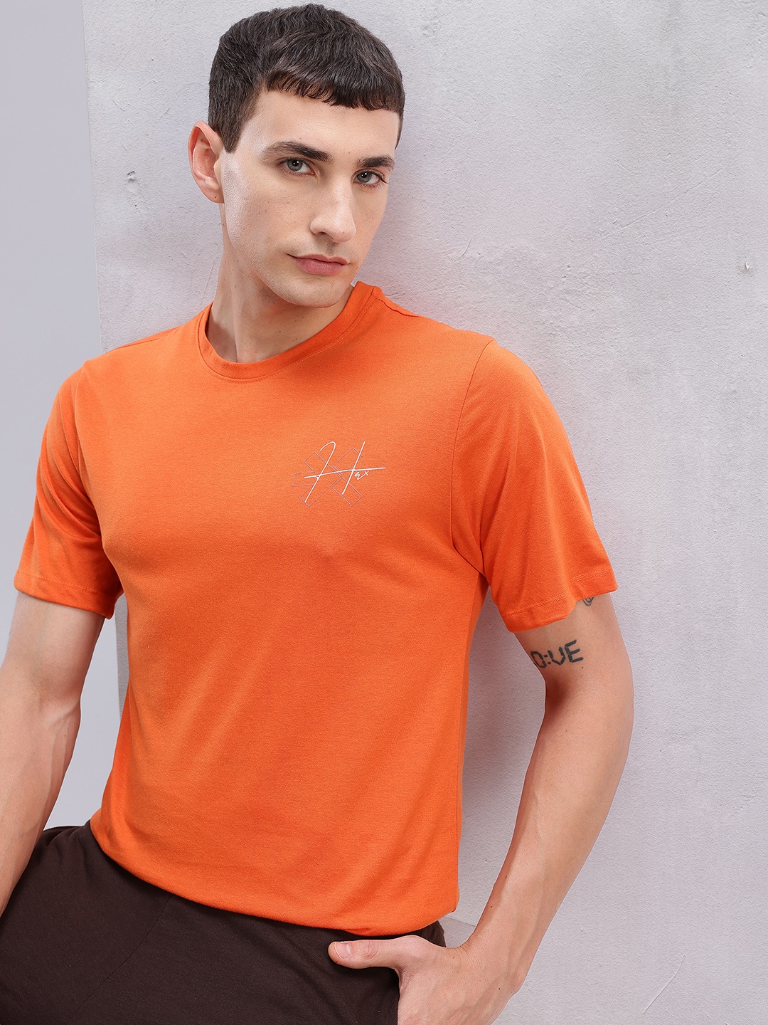 

HRX by Hrithik Roshan Brand Logo Print Regular Fit Lifestyle T-shirt, Orange