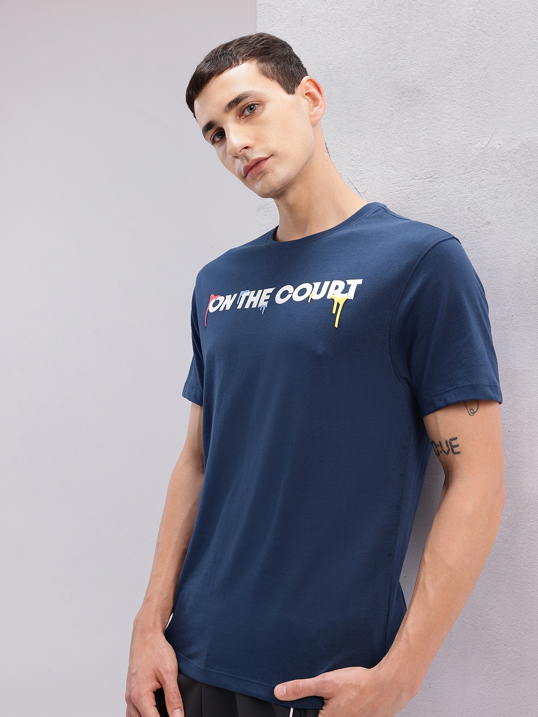 

HRX by Hrithik Roshan Typography Printed T-shirt, Navy blue