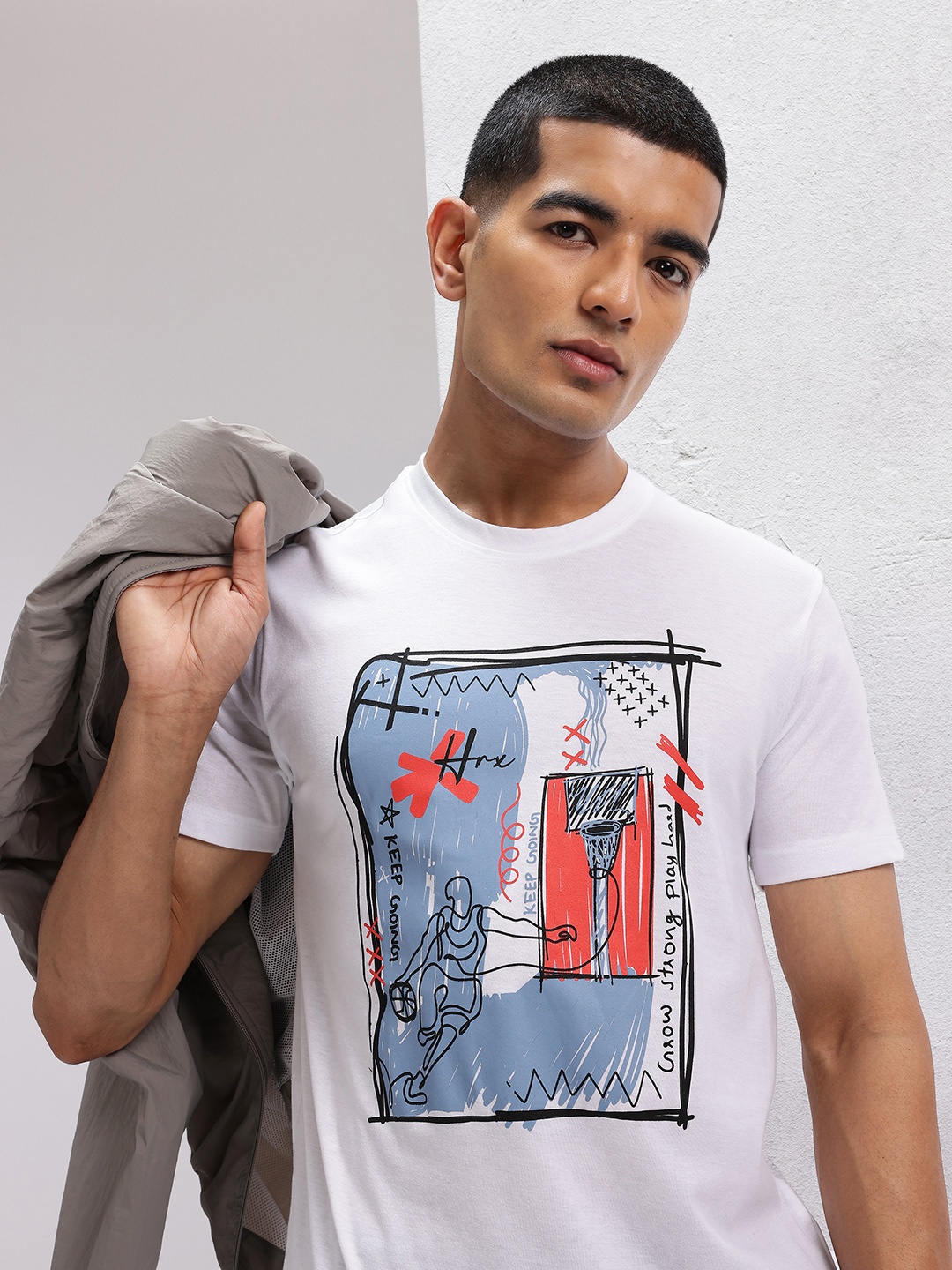 

HRX by Hrithik Roshan Lifestyle Graphic Print Longline T-shirt, White