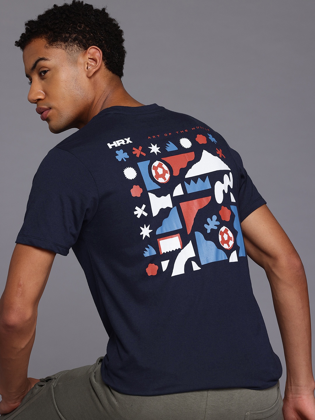 

HRX by Hrithik Roshan Lifestyle Typography Printed T-shirt, Navy blue