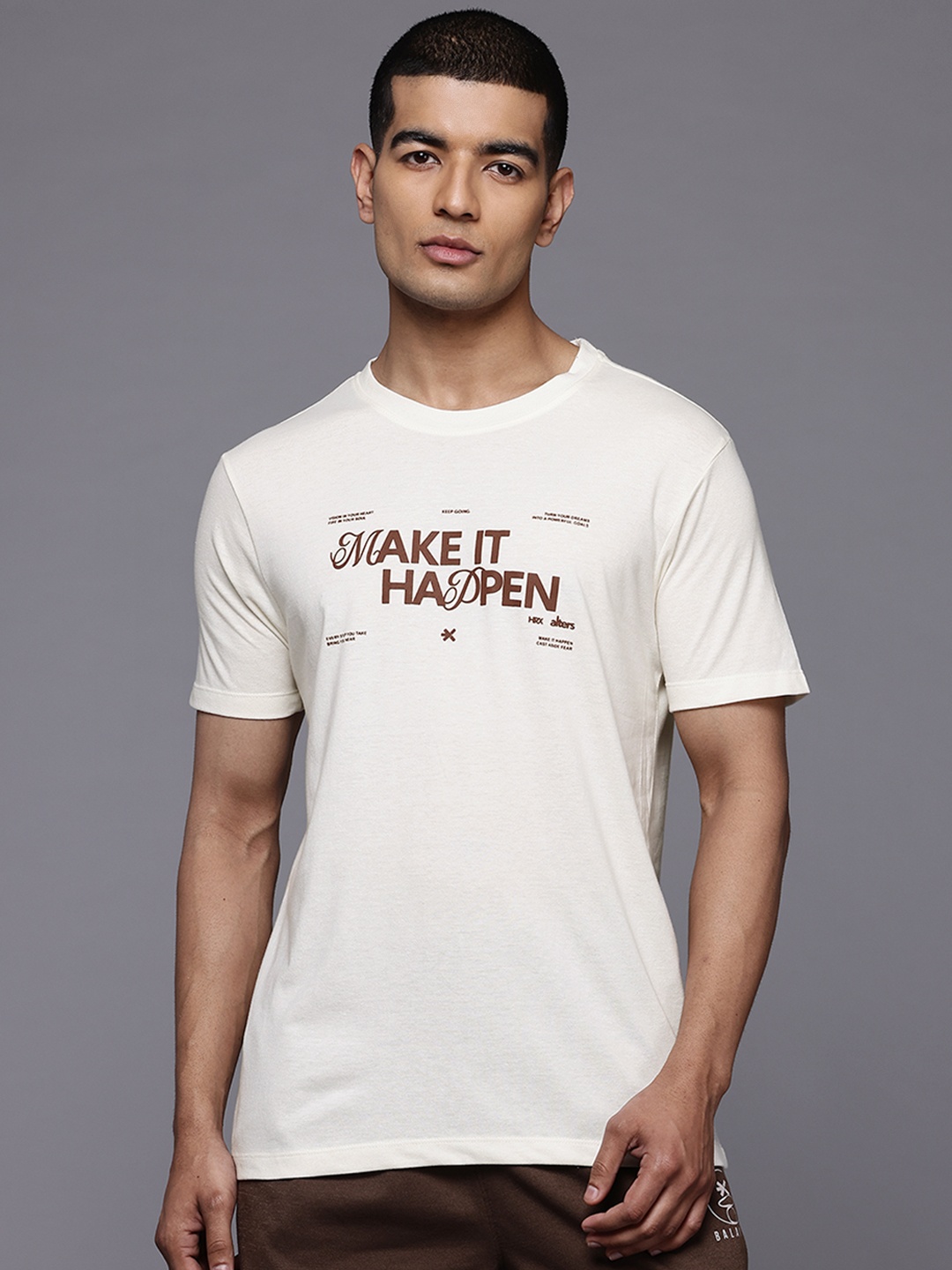 

HRX by Hrithik Roshan Typography Printed T-shirt, Off white