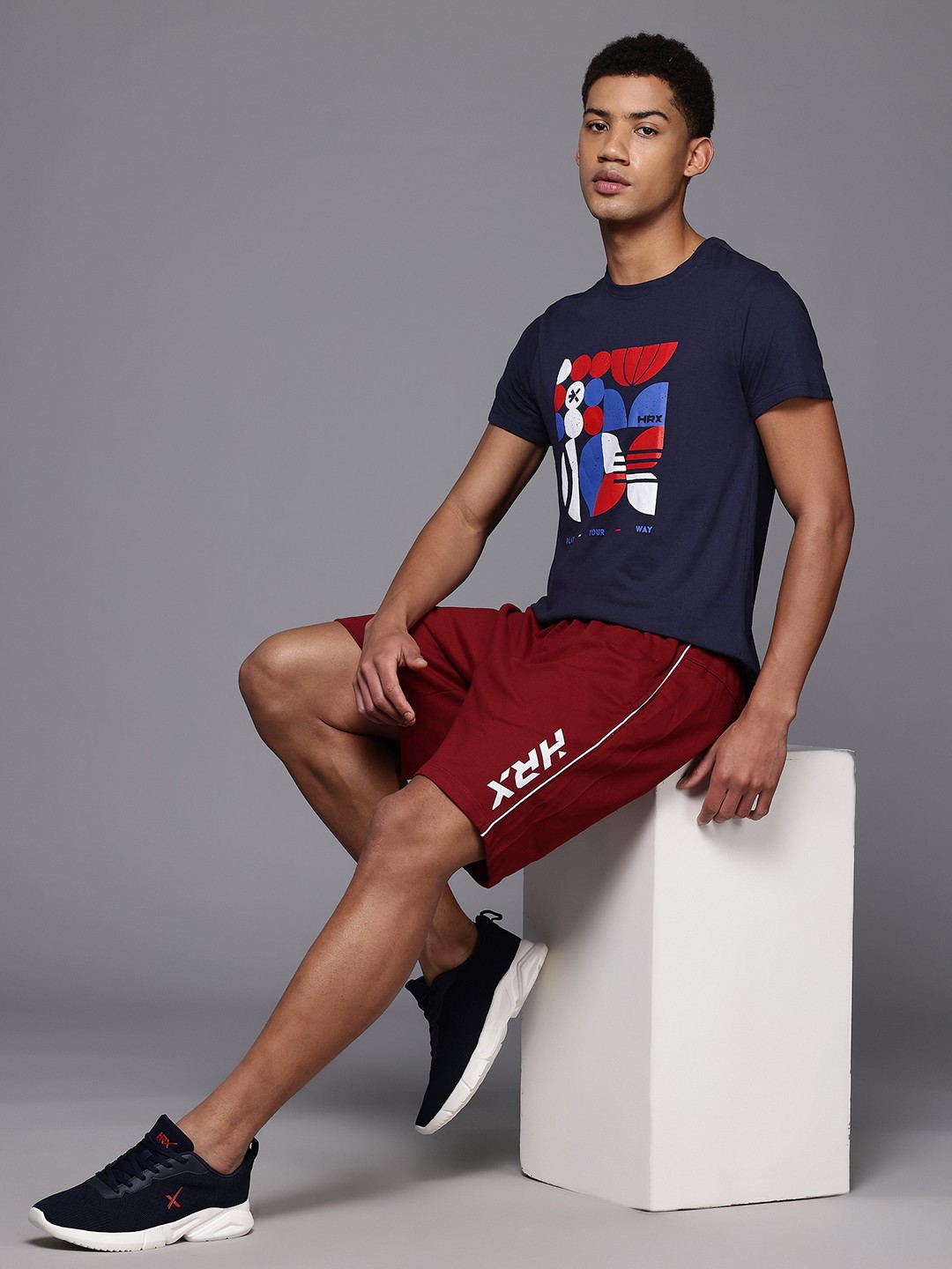 

HRX by Hrithik Roshan Men Printed Lifestyle T-shirt, Navy blue