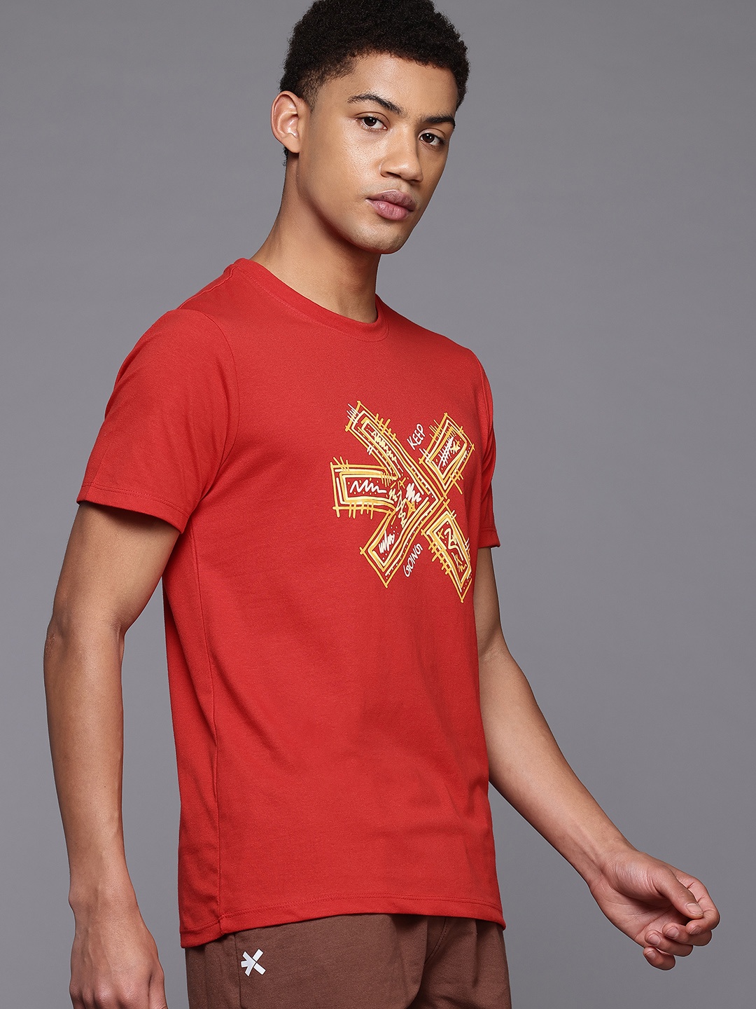 

HRX by Hrithik Roshan Men Brand Logo Printed T-shirt, Red