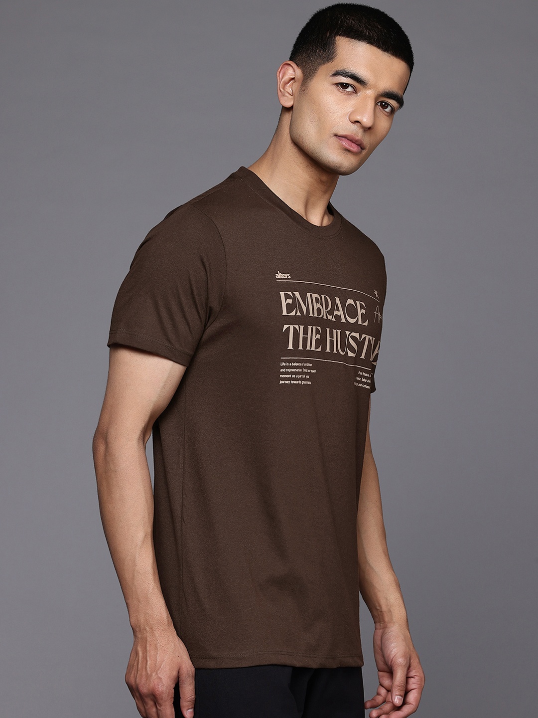 

HRX by Hrithik Roshan Typography Printed Lifetsyle T-shirt, Brown