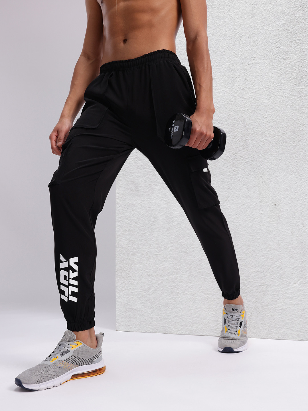 

HRX by Hrithik Roshan Men Cargo Style Rapid-Dry Training Joggers, Black