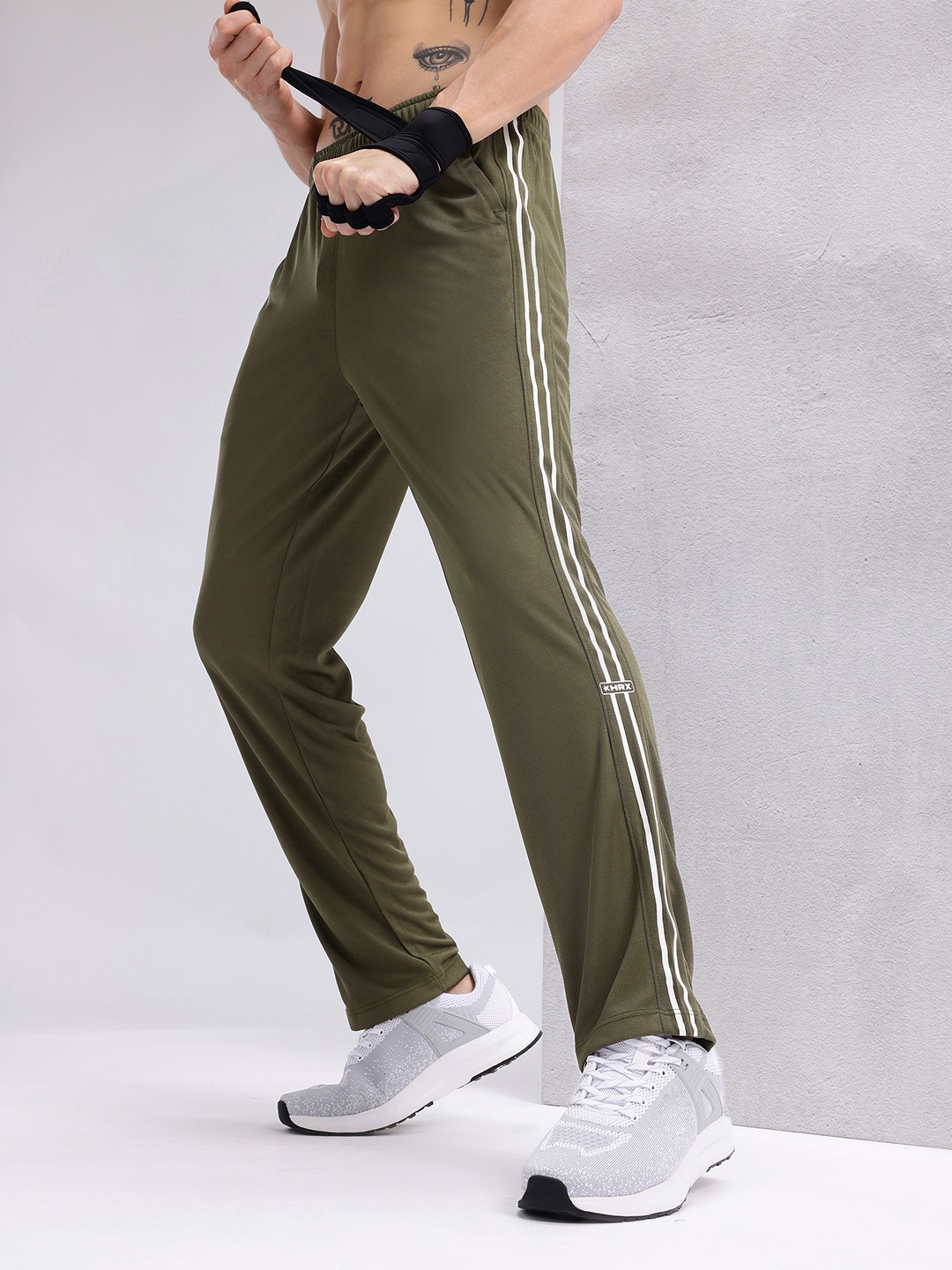 

HRX by Hrithik Roshan Men Side Stripes Rapid-Dry Training Track Pants, Olive