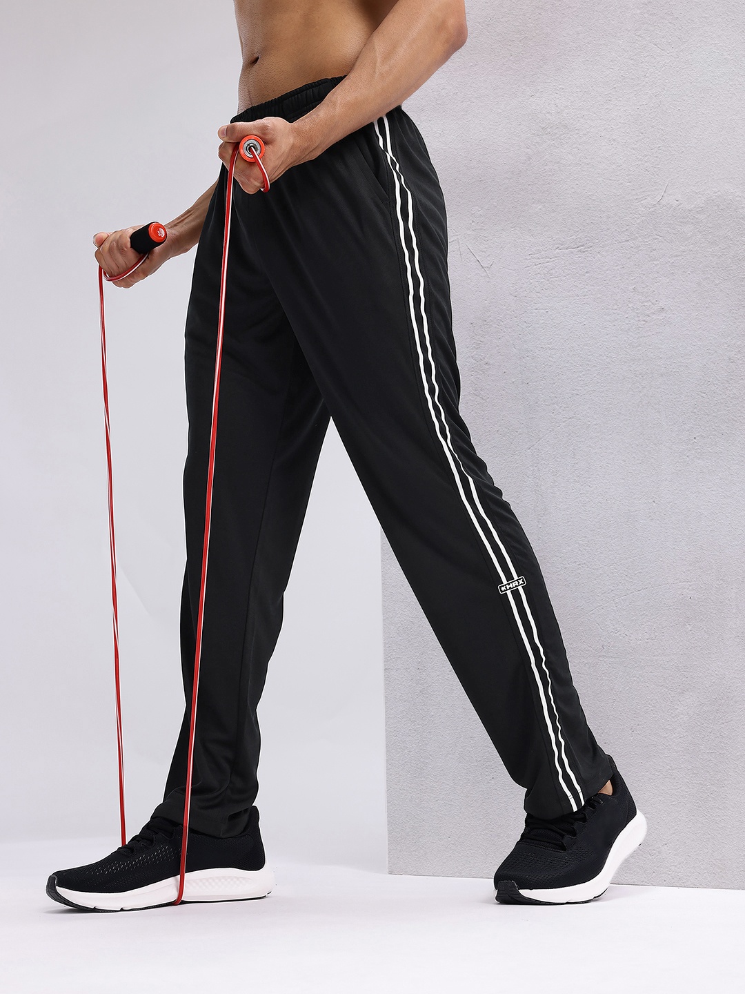 

HRX by Hrithik Roshan Men Side Stripes Rapid-Dry Training Track Pants, Black