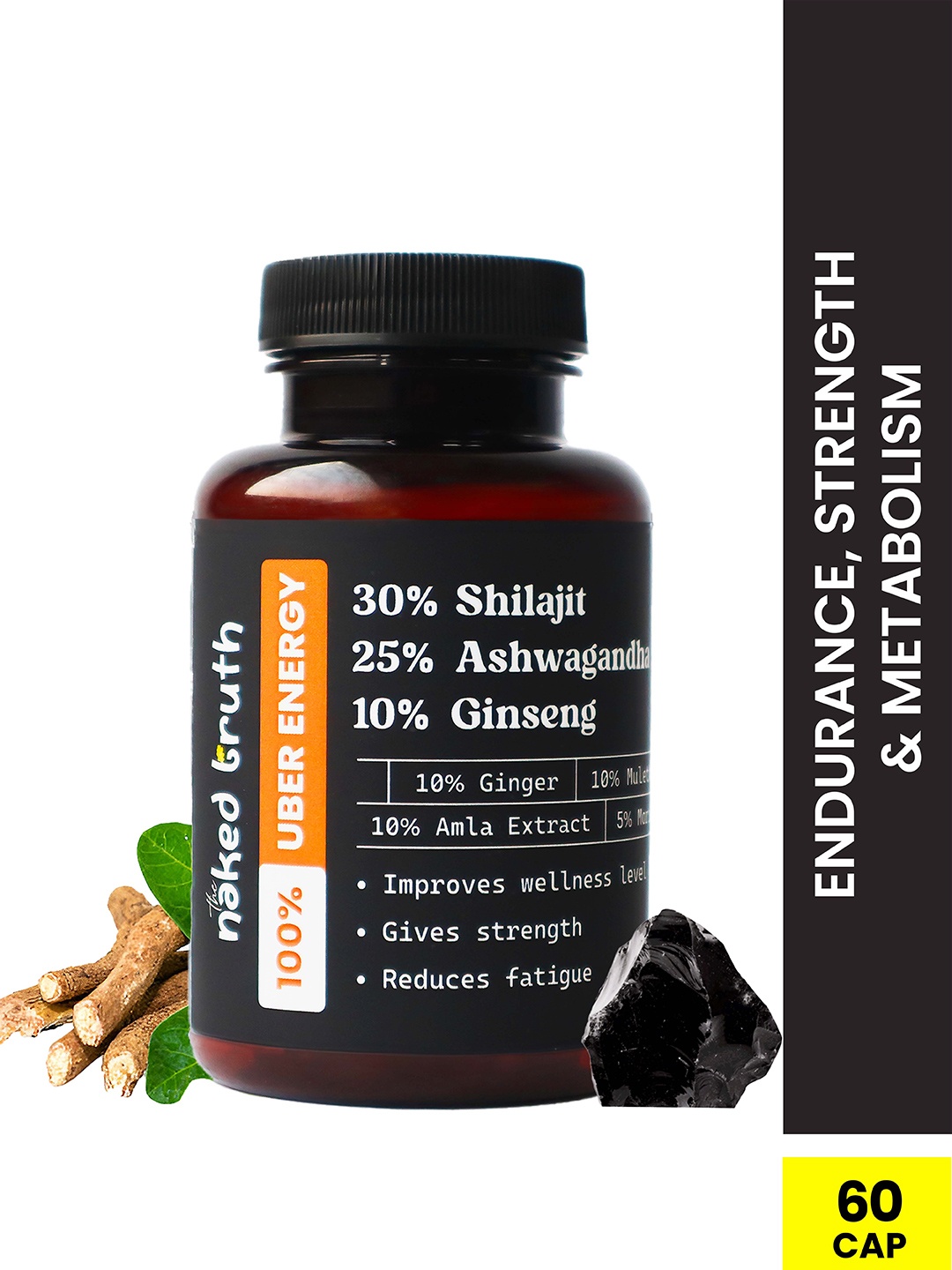 

Wild Oak Men Shilajit with Ashwagandha & Korean Ginseng Capsules - 60 Veg Capsules, Beige