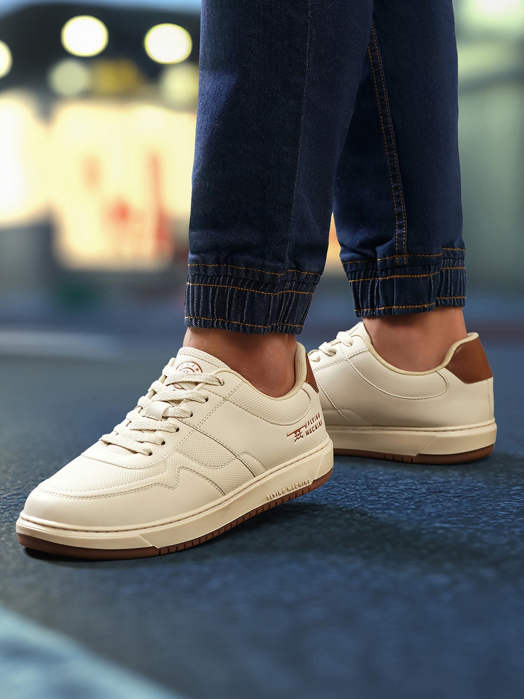 

Flying Machine Men PU Sneakers, Beige