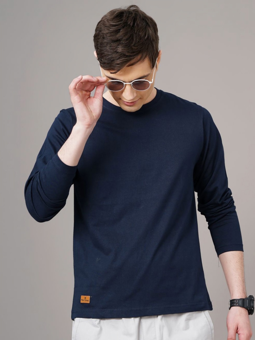 PAUL STREET Men Brand Logo Slim Fit T-shirt, Navy blue