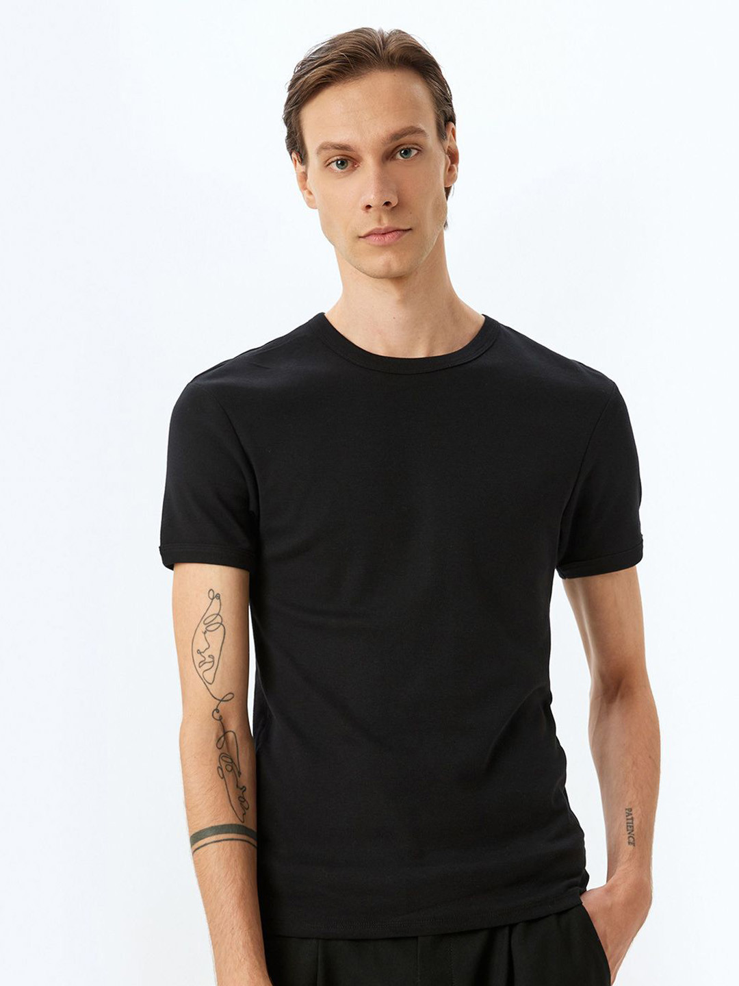 

Koton Men Solid Round Neck Cotton T-shirt, Olive