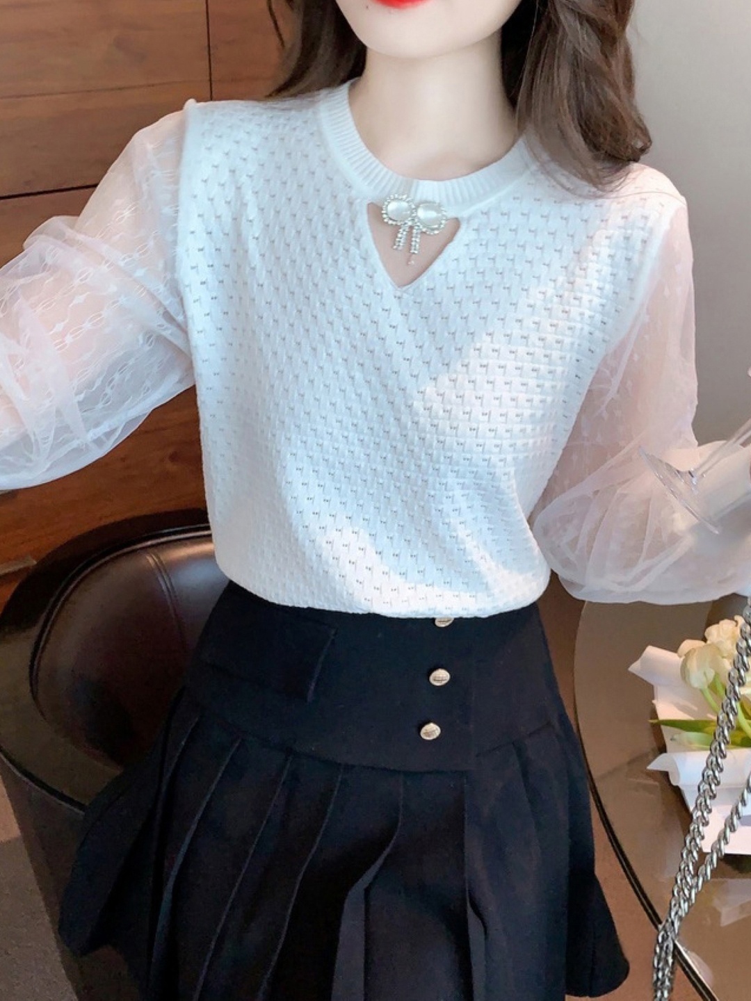 

StyleCast Women Puff Sleeve Top, White