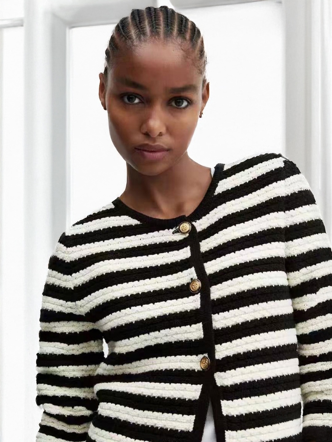 

StyleCast Women Striped Round Neck Long Sleeves Sweaters, Black